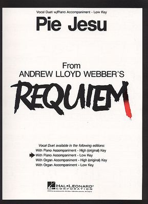 Pie Jesu from Requiem Vocal Duet Low Key Sheet Music NEW 000354823