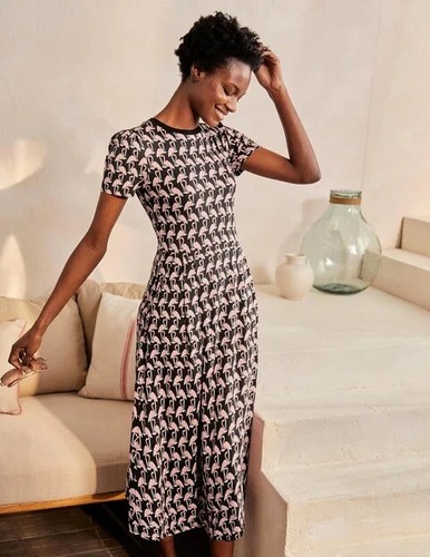Boden Lucinda Jersey Midi Dress Flamingo Print US 16/18R | eBay