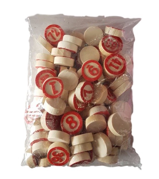 90 Gettoni Numerati Numeri Gioco Tombola Napoletana Bingo Legno Singolo Lato moc