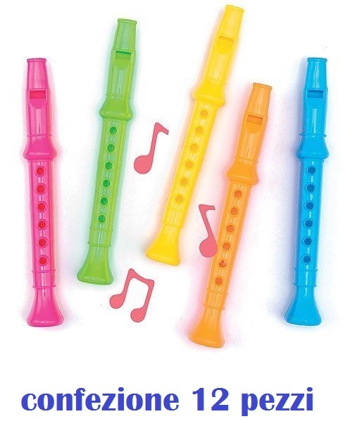 Set 12 Pezzi Flauti In Plastica Colorati Bambini Bimbi Scuola Musica Suoni dfh