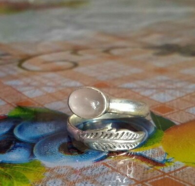 Rose Quartz Ring 925 Silver Adjustable Solid Silver Alternative Gypsy Hippie Rin