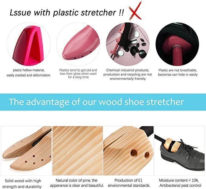2-way Wooden Adjustable Shoe Stretcher Expander Men Women Boot Size US 5-13
