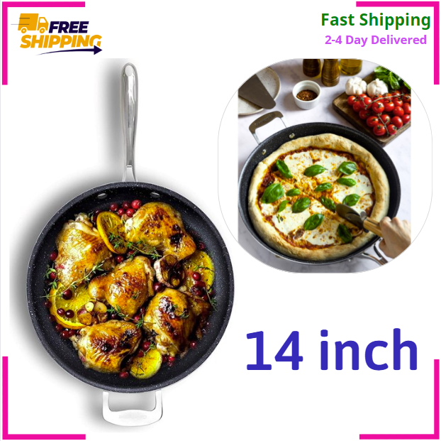 Granitestone Nonstick 14 inch Nonstick Frying Pan, Family Sized Open Skillet