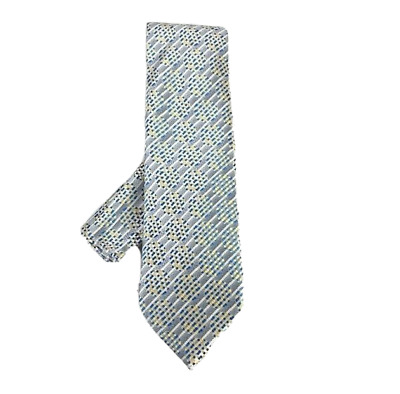 Barcelona Cravatte Men's Tie Hanky Set Silver Blue Yellow Polyester 3.25'' Wide