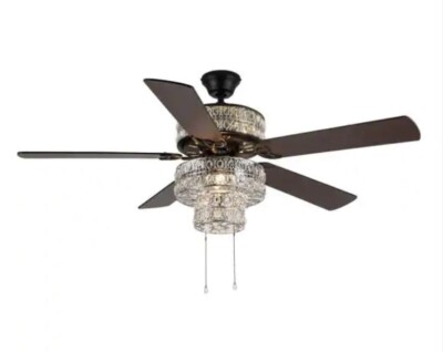 River of Goods 20061 Bohemian Pierced Metal 52 in LED Clear Crystal Ceiling Fan