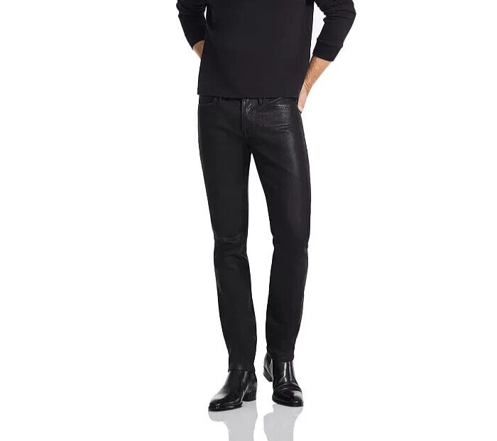 FRAME L'Homme Skinny Jeans Men's 36 Noir Coated Solid Pockets Button Zip Closure - Picture 1 of 14