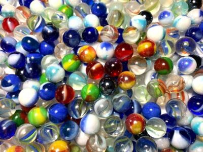 Pk of 25 Assorted PeeWee Premium Glass Mega Marbles 12mm /.5'' Blue Jay, Sun etc
