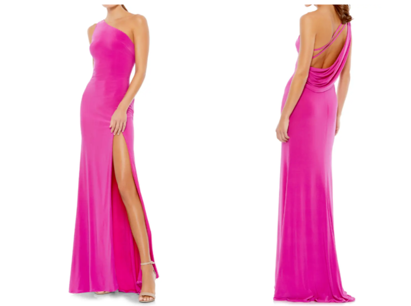 

NWD IEENA by MAC DUGGAL Платье из эластичного джерси ярко-розового цвета с драпировкой на одно плечо, Розовый