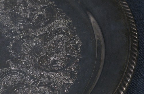 VINTAGE SILVER SERVING TRAY BY GORHAM E.P. YH 363/1, ROUND