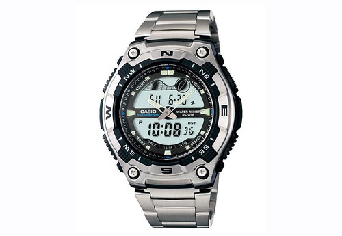 Pre-owned Casio Aqw-100d-1av Mens Analog Digital Sports Watch Tide Graph World Time