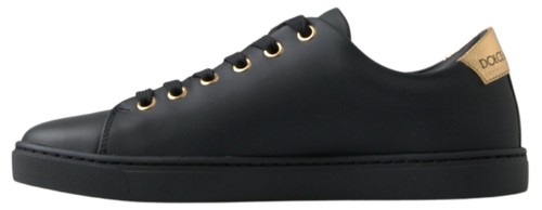 Pre-owned Dolce & Gabbana Dolce&gabbana Women Black Sneakers 100% Leather Lace Up Athletic Trainer Shoes