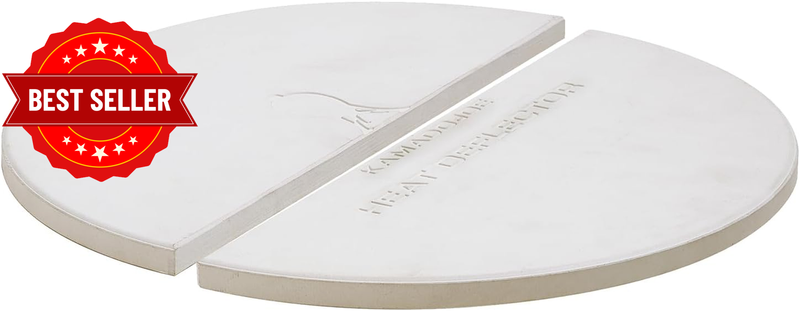 Classic Joe Indirect Cooking Half-Moon Ceramic Heat Deflector Plates, 2-Pack – W