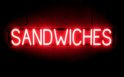 SpellBrite SANDWICHES Sign | Neon Sandwiches Sign Look, LED Light | 38.8'' x 6.3''