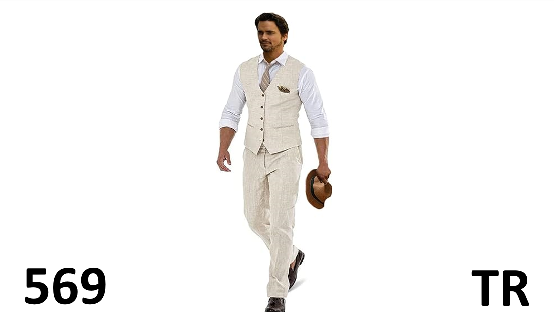 WEHILION Linen Suits for Men Casual Wedding Suits Men 2 Piece Suits BEIGE XL