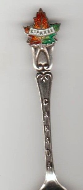Ste. Anne Canada Sterling SILVER Souvenir Spoon Colorful Enamel Maple Leaf L/E