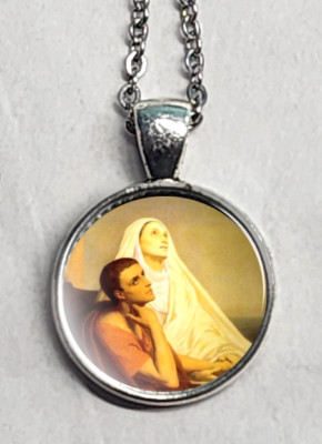 St Monica & St Augustine Picture Pendant Cabochon Saint Photo Jewelry Photo Gift