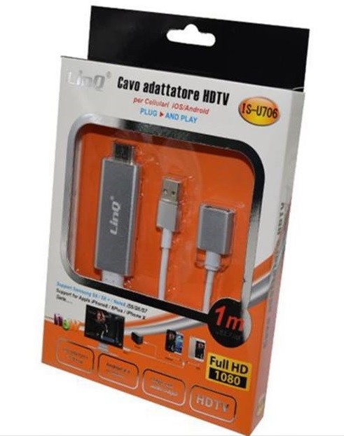Cavo Adattatore Video Usb Hdmi Hdtv Tv Samsung Iphone X Linq Is-u706