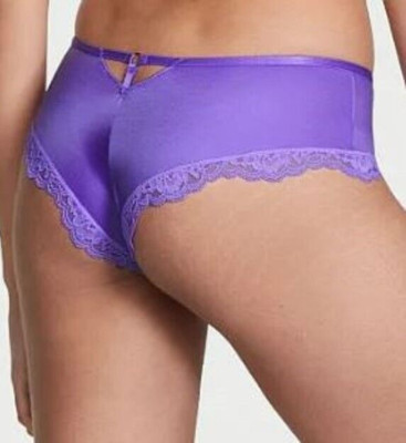 Victorias Secret Sexy Lavender Purple Cheeky Panty Size L  Lace Trim Strappy V
