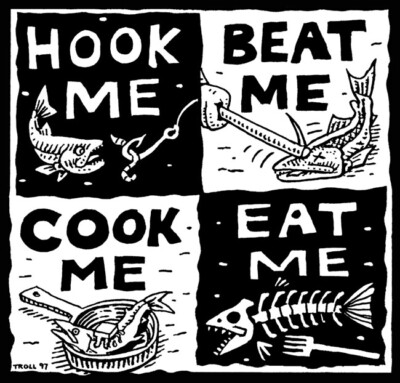 Ray Troll Hook Me/Beat Me/Cook Me/Eat Me NEW T-shirt/Hoodie/Longsleeve/Hat/Apron