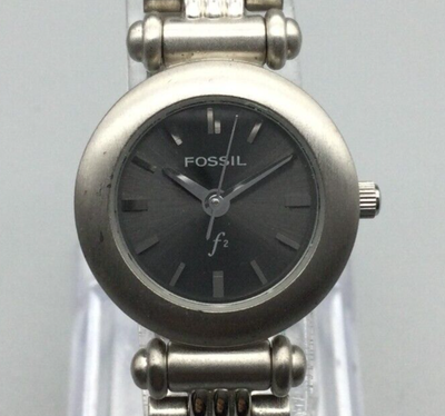 Fossil F2 Watch Women Silver Tone Gray Dial Brushed Metal New Battery 6