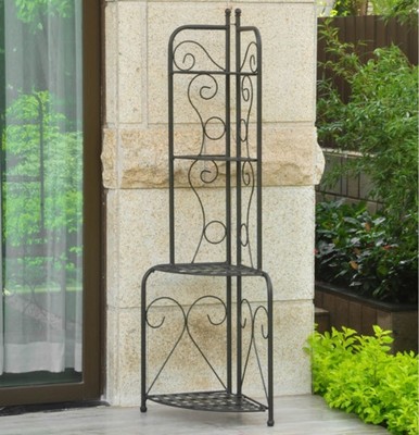 Corner Plant Stand Indoor Outdoor Metal Stands Garden Shelf Shelves Bakers Rack