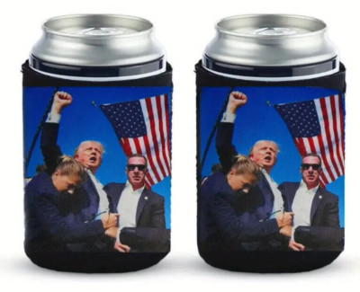 4pcs Donald J. Trump Assassination Attempt Fight Can Cooler Sleeves & Trump Coin