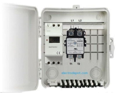 2 pole Timer 7 Day 24H Time Clock 40Amp 110V 120V, Enclosure BOX, 50A, 40A, 30A