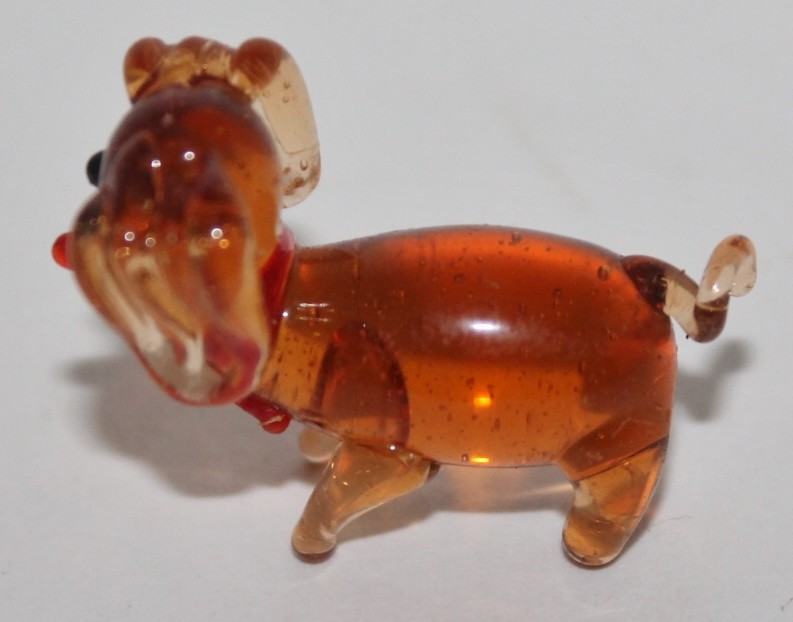 Crystal Glass  Figurine- Dog- Amber - Collectible EUC