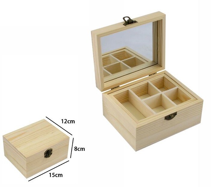 Scatola Portagioie In Legno Con Specchio 5 Posti Scomparti 74022a dfh