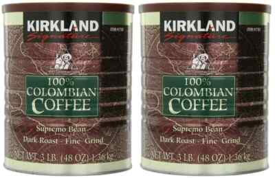 2 PACK Kirkland Signature 100% Colombian Supremo Ground Coffee - Dark Roast, 3LB
