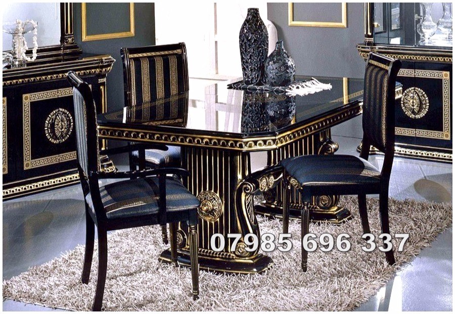 Versace design Rossella Italian Extendable Dining Table and 6 Chairs in