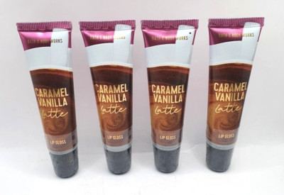 BATH AND BODY WORKS CARAMEL VANILLA LATTE SHIMMER LIP GLOSS 0.47 OZ (SET OF 4)