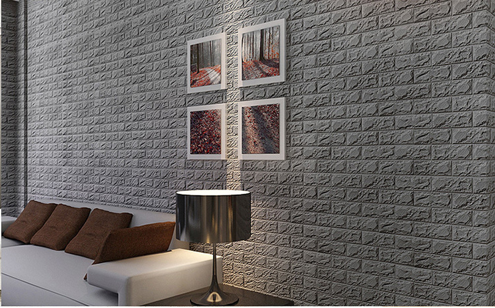  3D  PE Foam  DIY Brick Stone Embossed Wall Paper  Wall 