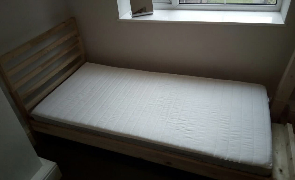 IKEA standard single bed frame TARVA with sprung mattress ...