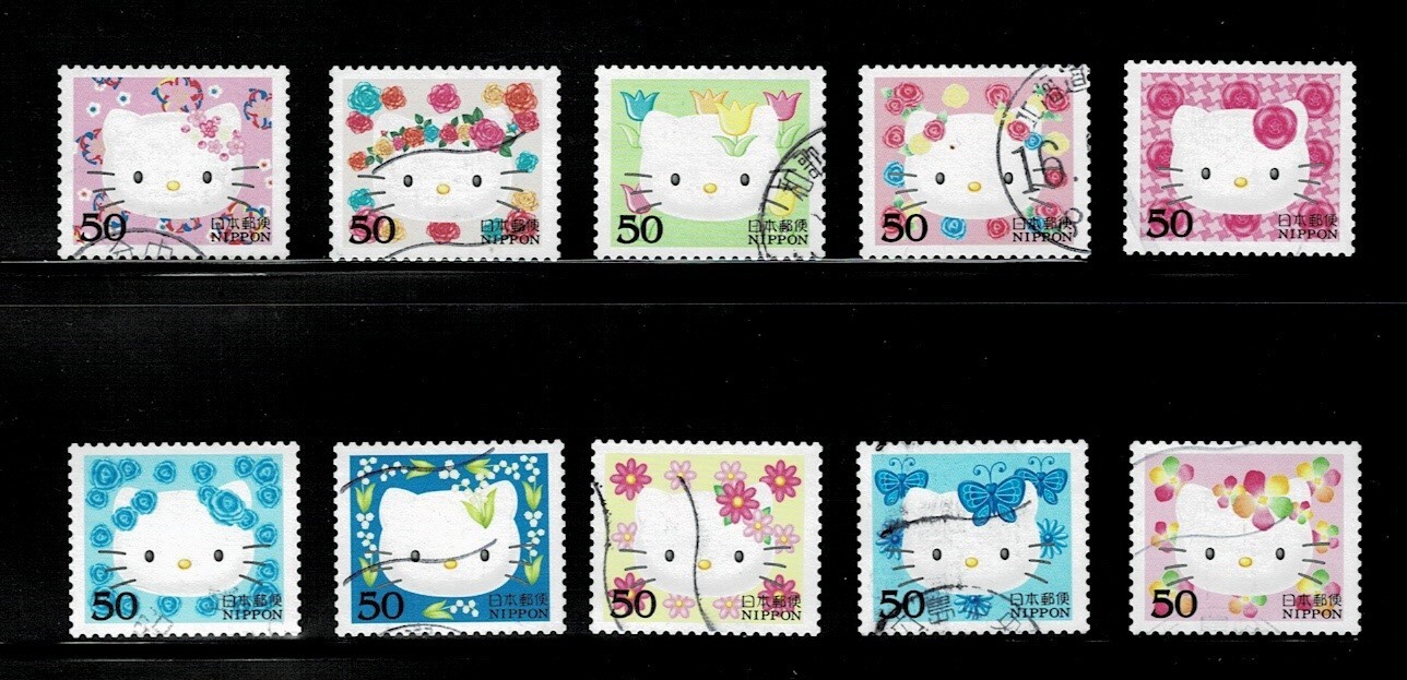 未使用多数　Hello Kitty Girls Stamp 　色は４種類2009 Japan Sanrio - Hello Kitty Mini Stamp — USShoppingSOS