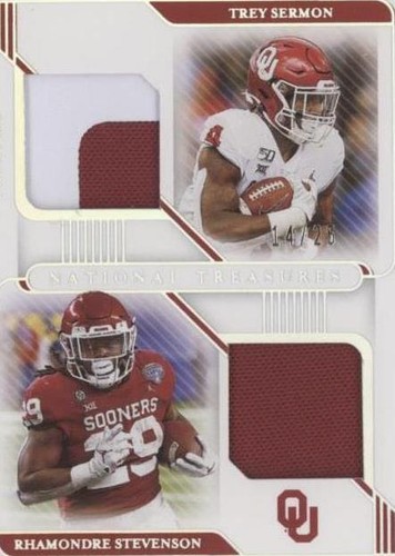 2021 Panini National Treasures Collegiate Rhamondre Stevenson Trey Sermon #DM7