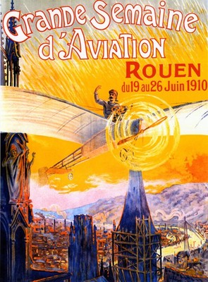 AIRPLANE Plane 1910 Aviation France Rouen Vintage Poster Repo FREE S/H in US