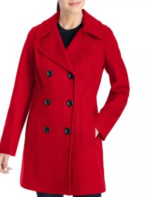 Женское двубортное пальто-бушлат Anne Klein, цвета Личи, большого размера