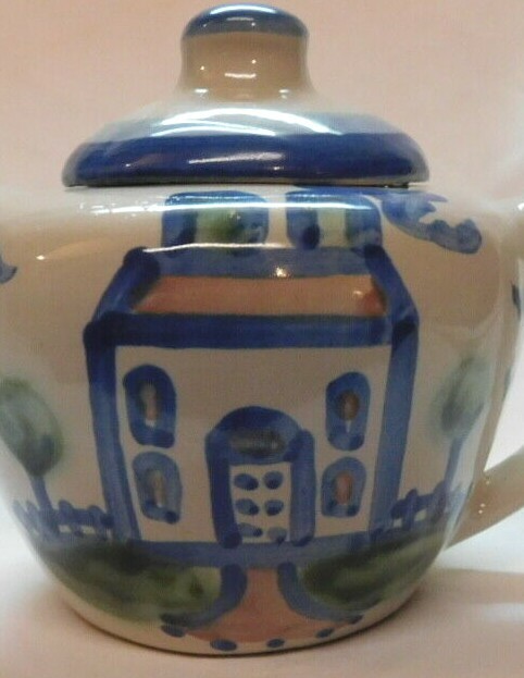 M.A. Hadley COUNTRY SCENE BLUE Small Teapot House Design