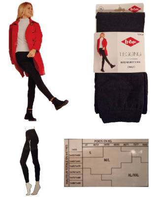 Lee Cooper Legging Femme Chaud Intérieur Fourré 1200 Den