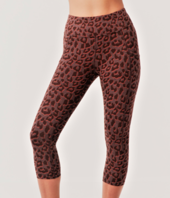 Pact Chocolate Leopard 7/8 Length 100% Organic Legging Sz Small