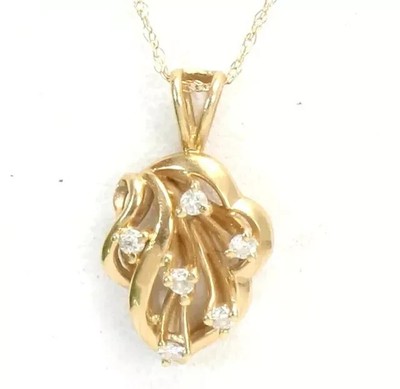 1.00 Ct Round Lab-Created Diamond Leaf Design 18'' Pendant 14k Yellow Gold Plated