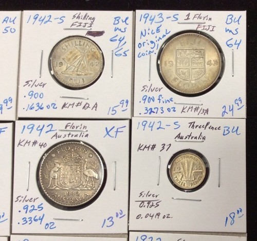 Foreign Silver Coins-Mixed Lot of 8 Countries