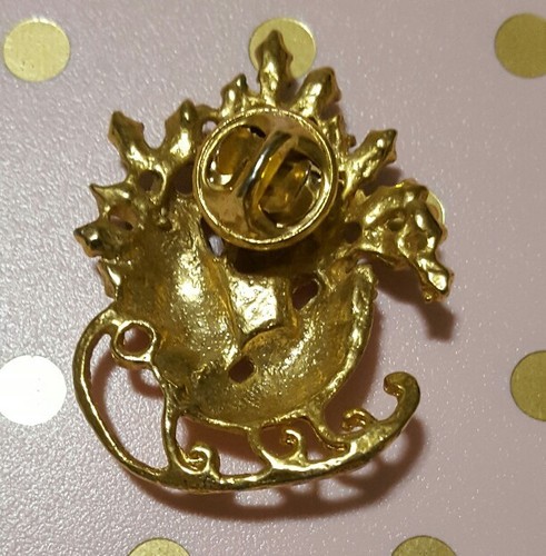 Santas Sleigh Pin Presents Holly