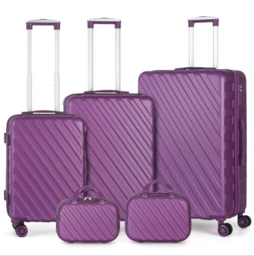 5 Piece Luggage Set ABS Hardshell Spinner Suitcase Lightweight w/TSA Lock Purple