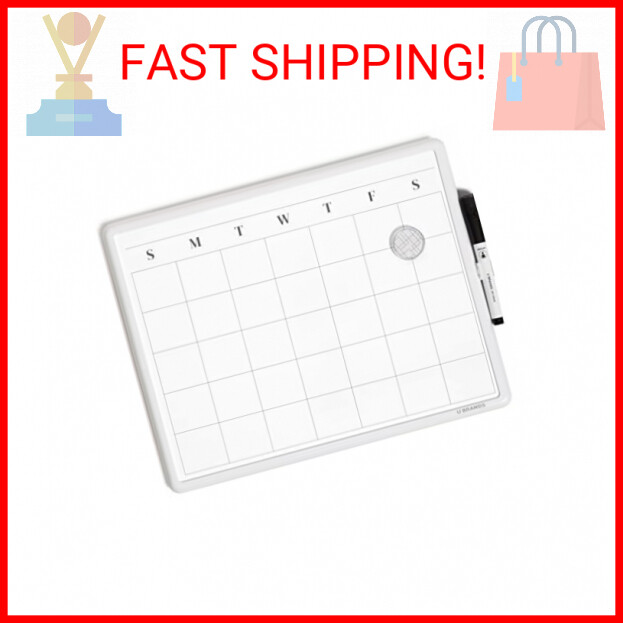 U Brands 260U00-04 Contempo Magnetic Monthly Calendar Dry Erase Board, 11 x 14 I