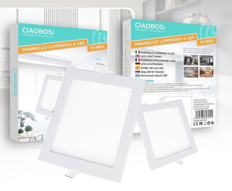 Pannello Faro Faretto Ad Incasso Led Luce Quadrato 117x117mm 6W Tx-9692 linq