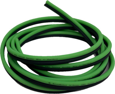 SoundQubed Speaker Wire 14 Gauge 100FT Green and Black 14 AWG