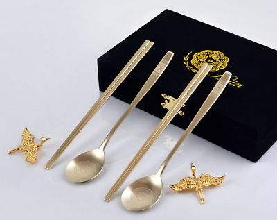 Korean Traditional Spoon Chopstick Cutlery Gift Set of 2 Spoon Chopstick Rest. 3