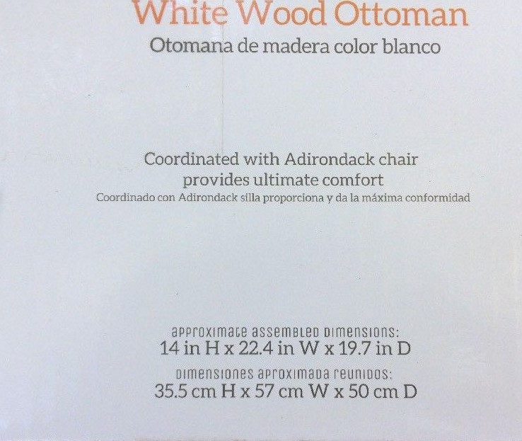 Patio Pool Garden Wooden Outdoor Foot Stool Rest Ottoman Adirondack Style White